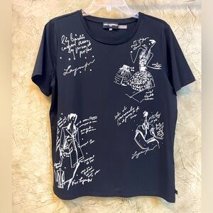 KARL LAGERFELD PARIS
Women's Fashion Sketch Girl Graphic T-Shirt black Sz M